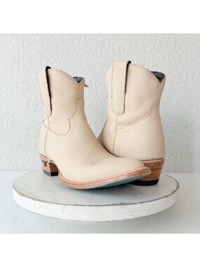 Lane Boots PLAIN JANE Cowboy Bootie Pale Ivory Western Cowgirl Short Ankle 9.5